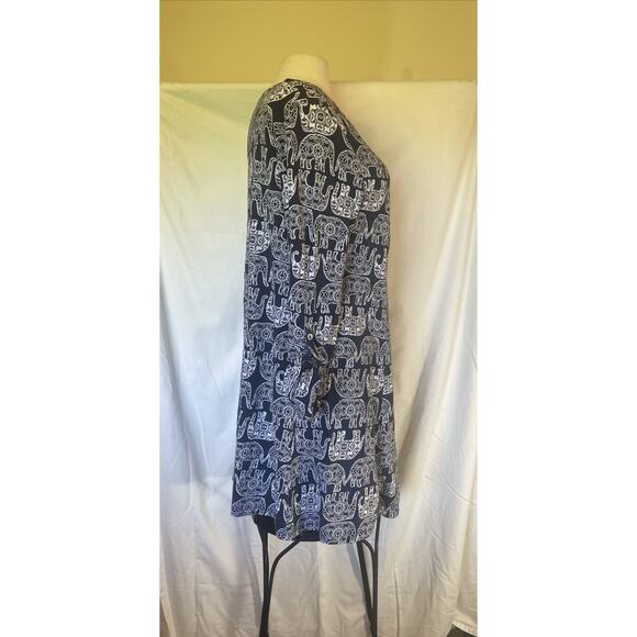 Crown & Ivy White & Blue Roll Tab Cotton Modal Soft Casual Knee Length Dress 1X - Picture 5 of 10